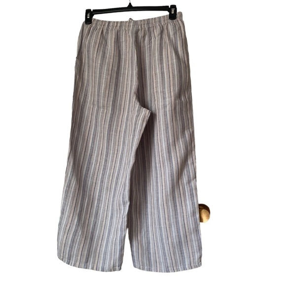 TSD Two Star Dog Women’s Stripped 100 % Linen Drawstring Waist Wide Leg Pants M - Picture 5 of 6